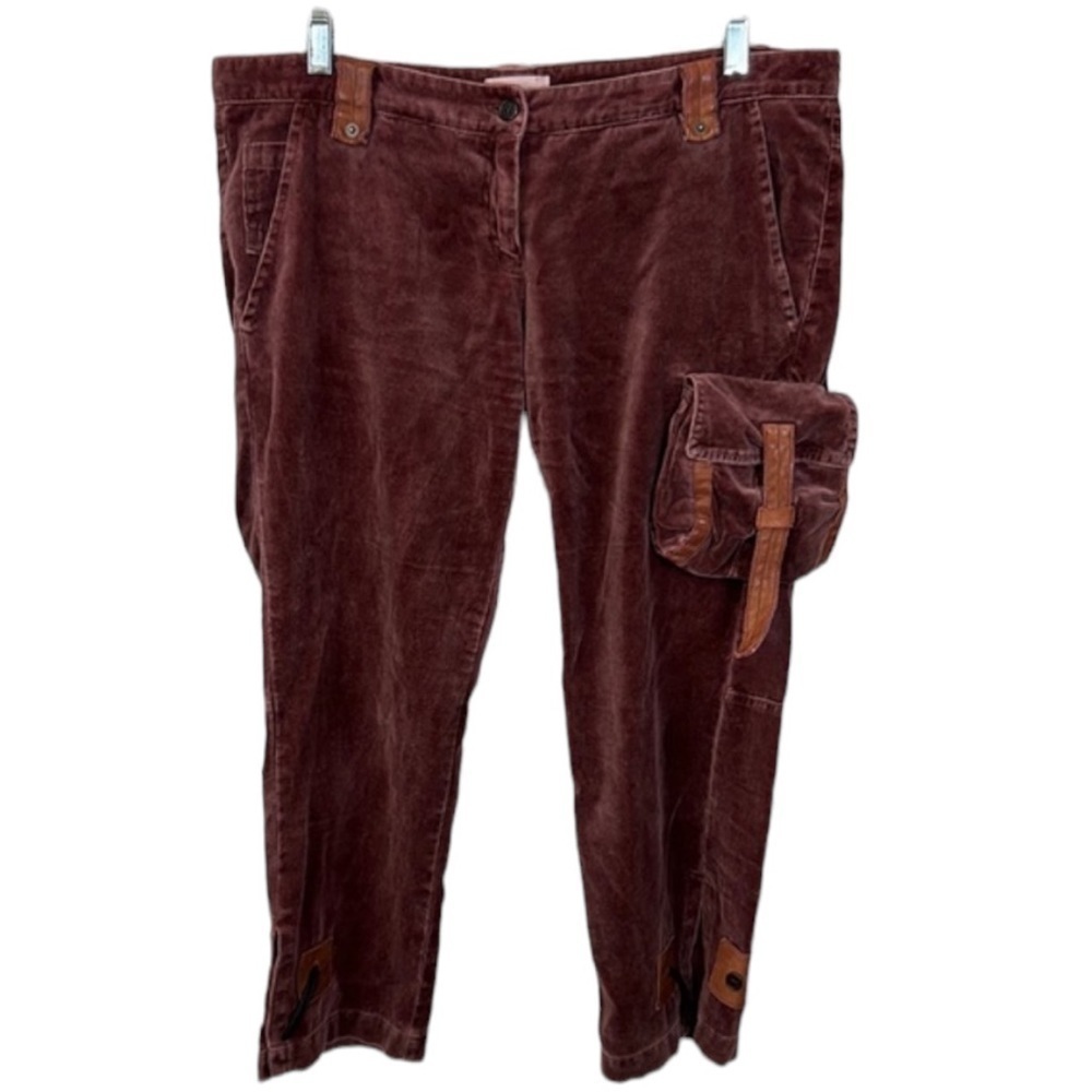 Pinko Joie Mauve Cargo Utilitarian Velour Velvet Crop Pant Size 10